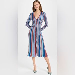 Rafael stripe long sleeve rib midi dress. Size Small. New, Never worn